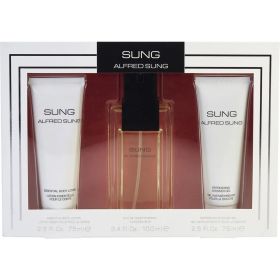 ALFRED SUNG 3 PCS SET FOR WOMEN: 3.4 EAU DE TOILETTE SPRAY + 2.5 BODY LOTION + 2.5 SHOWER GEL..