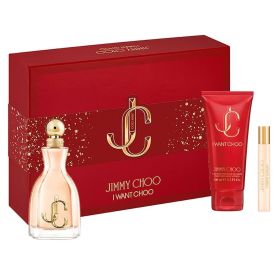 JIMMY CHOO I WANT CHOO 3 PCS SET FOR WOMEN: 3.3 EAU DE PARFUM SPRAY + 0.25 EAU DE PARFUM SPRAY + 3.3 BODY LOTION ...